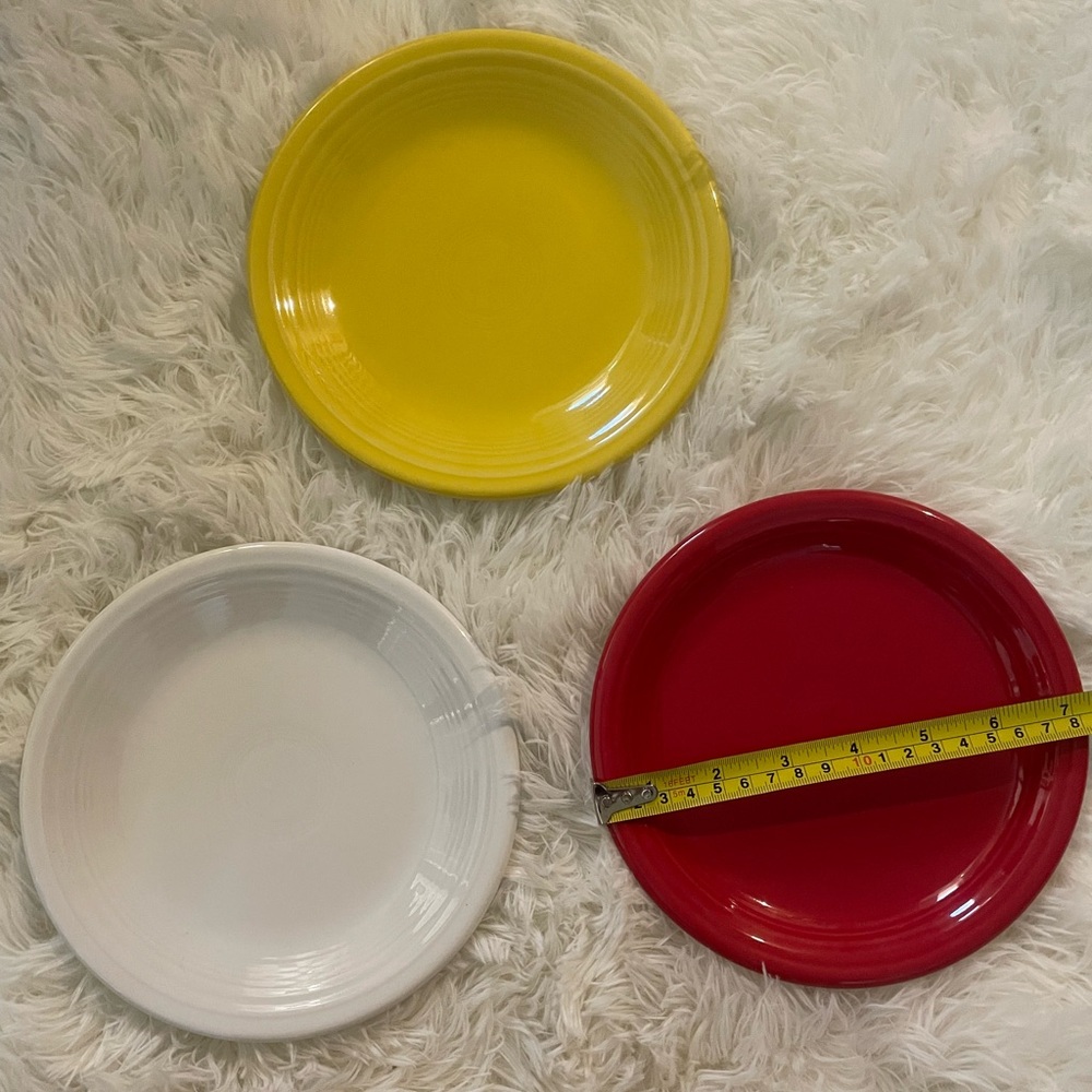Fiestaware Salad Plates - 3 total - Red, White, & Yellow - great condition!